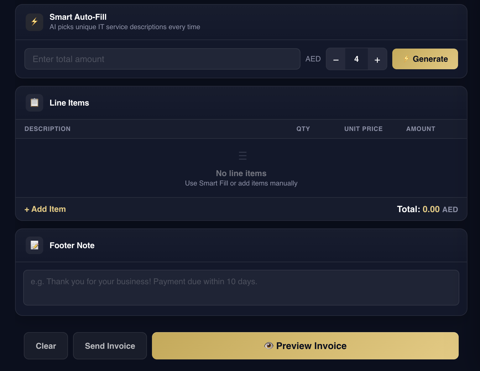 Create Invoice line items and Smart Auto-Fill for contractor services